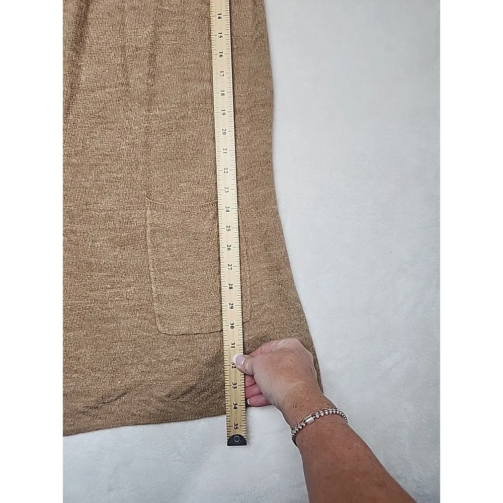 Willi Smith Woman Sleeveless  Long Cardigan‎ Duster Vest Knit Brown 1x